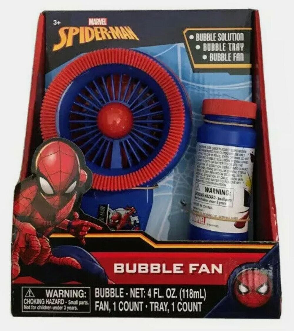 Marvel Spider-Man Bubble Fan Brand 3 Plus Includes Solution Tray Fan